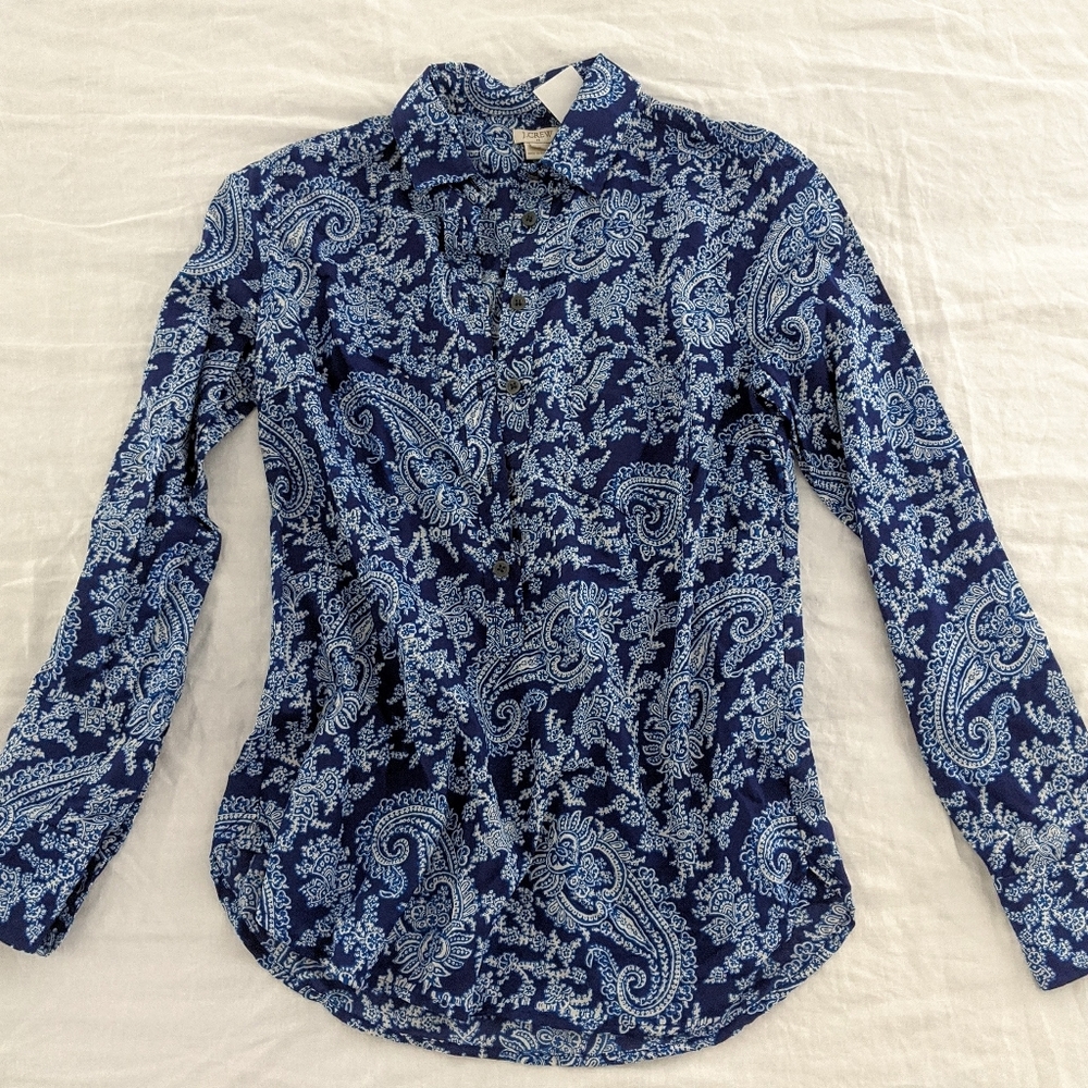 TAGS STILL ON - J.Crew Blue Calico Button Shirt